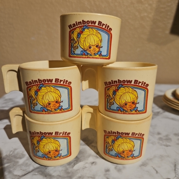 Vintage Rainbow Brite Childs Toy Teaset Bluebird Toys 1984 Cups And Saucers - Picture 10 of 10